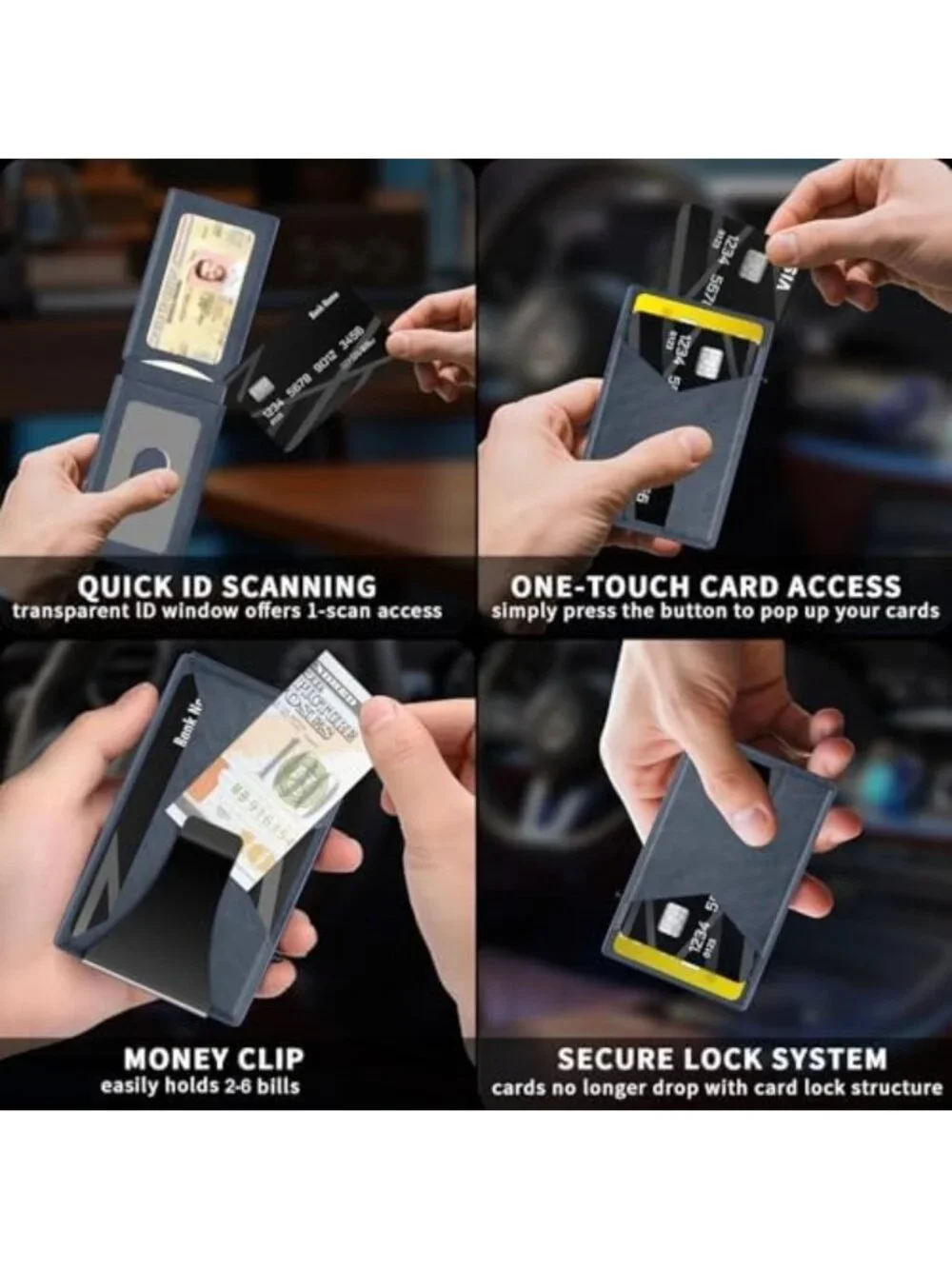 Compact RFID Blocking Wallet for Men | Metal Pop-Up Card Holder & Money Clip